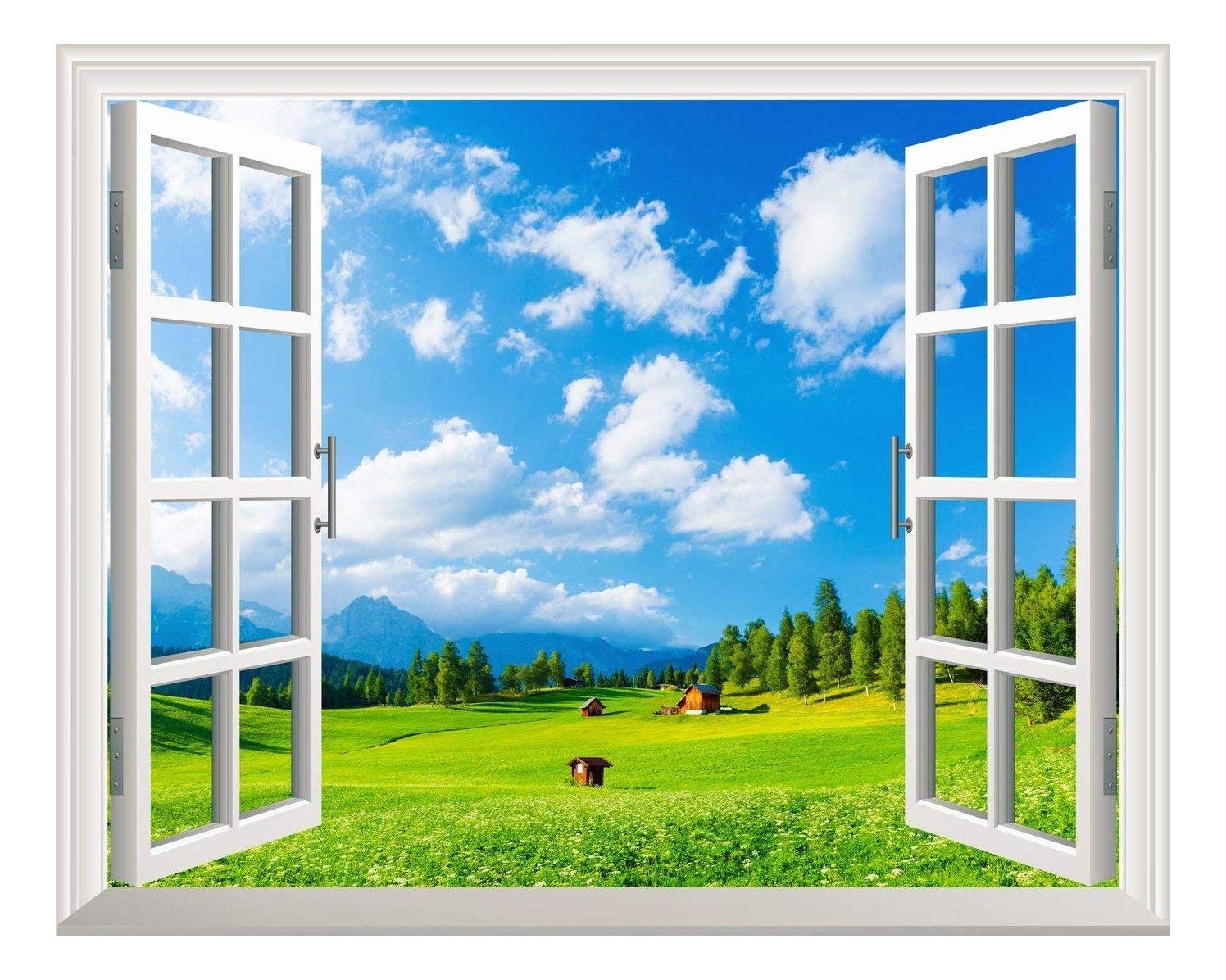 Removable Wall Sticker/Wall Mural Blue Sky and Green Grass out of the