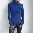thumbnail image 2 of WEAIXIMIUNG T-Shirts pour Femmes Long Blouse Décontractée Unie à Manches Longues Pull Col Roulé Sweat à Fermeture Éclair, 2 of 8