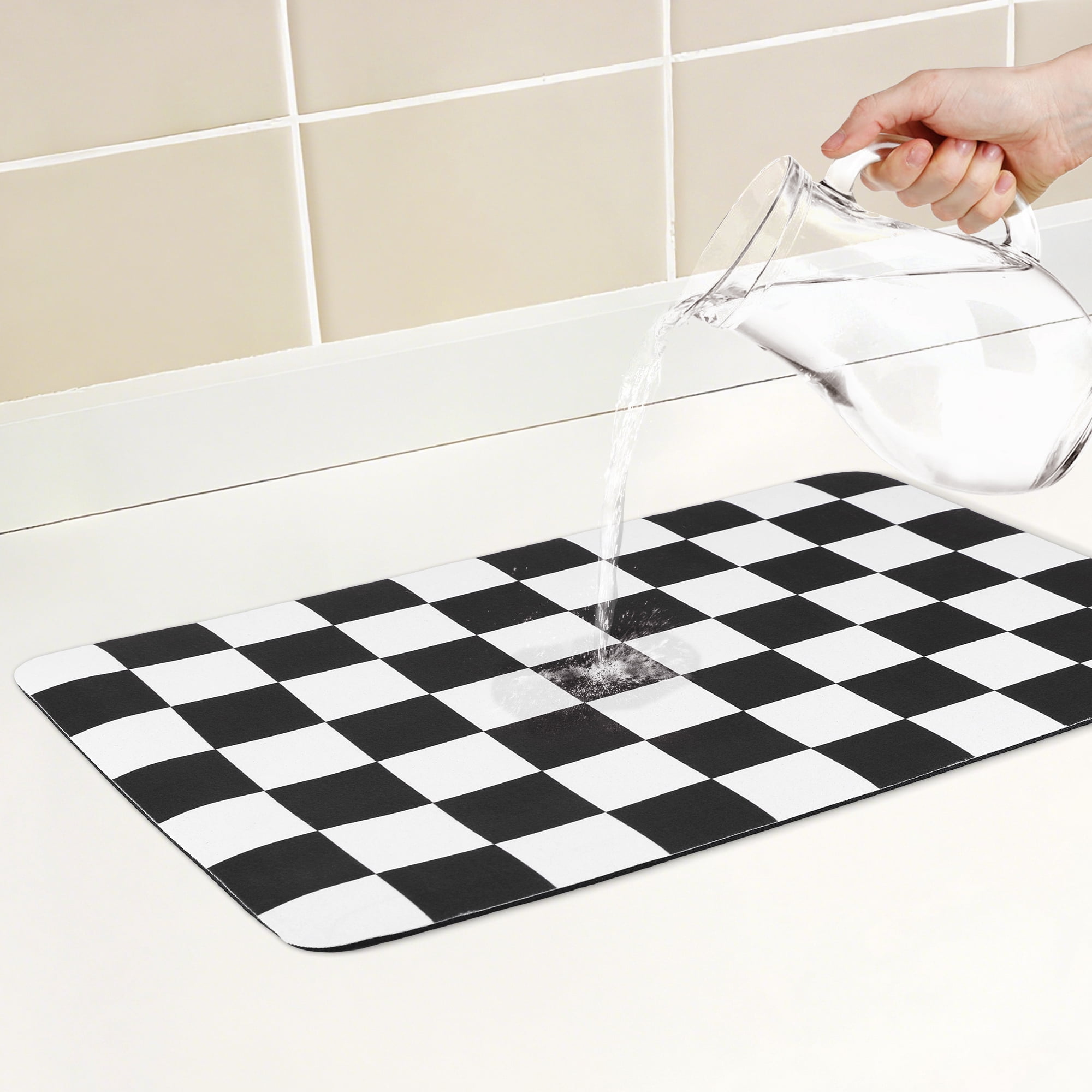 Unique Bargains Diatomaceous Stone Elegant Dish Drying Mat Black 19.7*11.8 inch