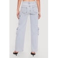 thumbnail image 4 of Women's Acid Wash Straight Leg Cargo Pocket Jeans, 4 of 4