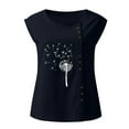 thumbnail image 4 of Hauts de Sortie pour Femmes Col Rond Imprimé Boutons Sans Manches Débardeur Basique Décontracté Coupe Ample Blouse d'Été, 4 of 4