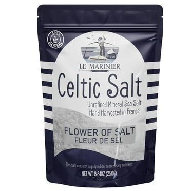 Le Marinier French Sea Salt Flower of Salt/Fleur de Sel, 8.81oz.  Unrefined Sea Salt 100% Natural. Hand Harvested Mineral Sea Salt (0.6lb Flower of Salt)