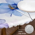 thumbnail image 4 of Purple Blue Round Fitted Table Cover Gradient Flowers Pansy Watercolor Botanical Waterproof Table Cloth with Elastic Edge Wipeable Tablecloth for Picnic Camping Party Fits 36"-44" Diameter, 4 of 8