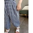 thumbnail image 4 of Kndvns Toddler Baby Girl Boy Classic Pants Plaid Elastic Jogger Gingham Long Pants Summer Fall Harem Pants 2025 NEW Black 6-7 Years, 4 of 5