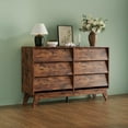 thumbnail image 2 of Luku 6 Drawer Dresser, 57" Wide Vintage Chest of Drawers with Bevel Design, Modern Dresser TV Stand for Bedroom, Living Room, Entryway and Closet, 2 of 4
