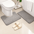 thumbnail image 3 of Bathroom Rugs Sets 2 Piece , Minimalist, Non Slip Washable Bath Mat and U-Shaped Toilet Rug (Light Gray), 3 of 7