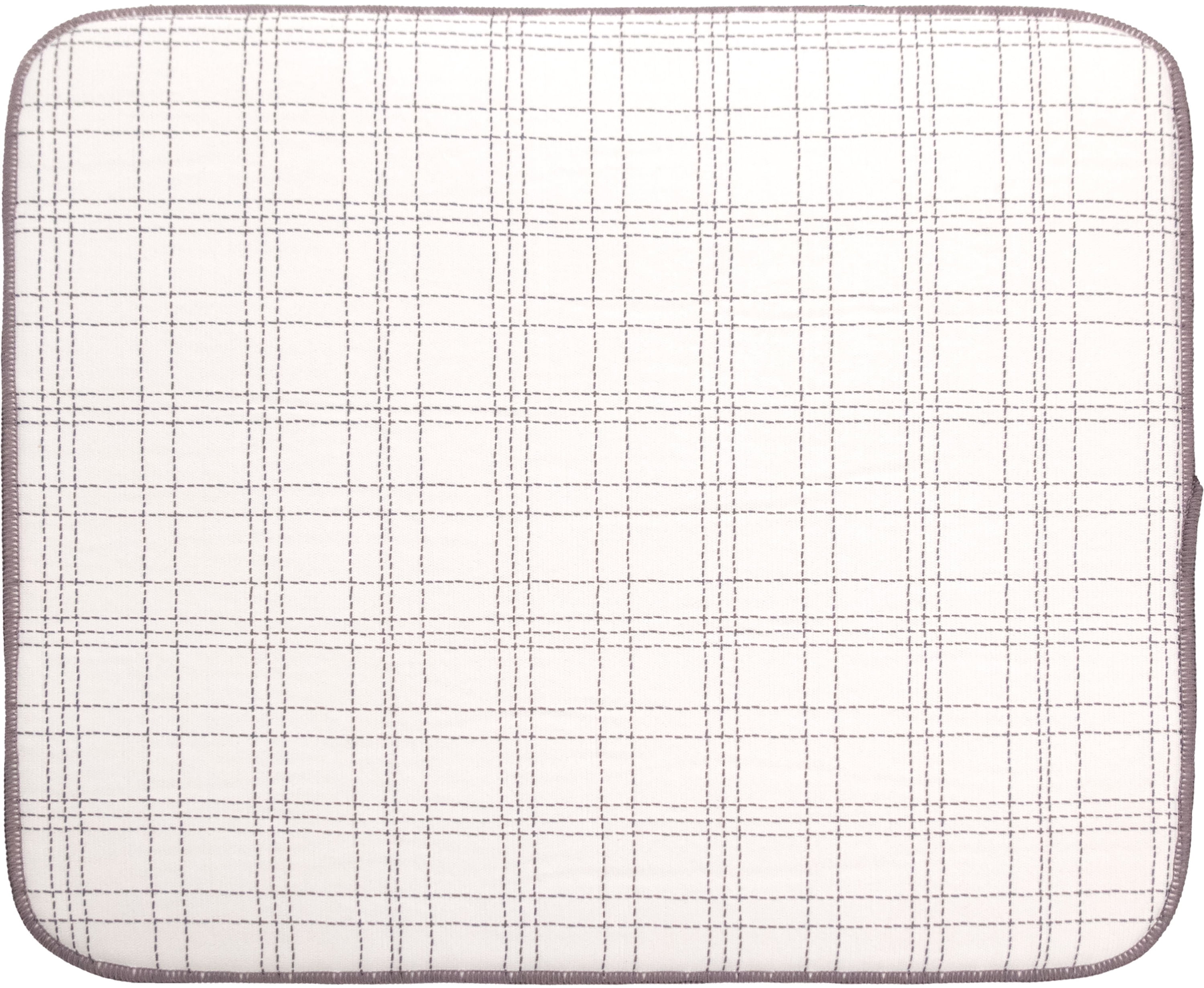 Kitchen Basics Microfiber Dish Drying Mat, 16"x18", Gray, Stiched Plaid