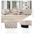 thumbnail image 5 of Luxury 3 Piece Living Room Sofa Set, 3-Seat Couch and Loveseat & Chair Furniture Set, Modern Velvet Comfy Cloud Couches Set with Button Tufted and Solid Wood Legs, Beige, 5 of 9