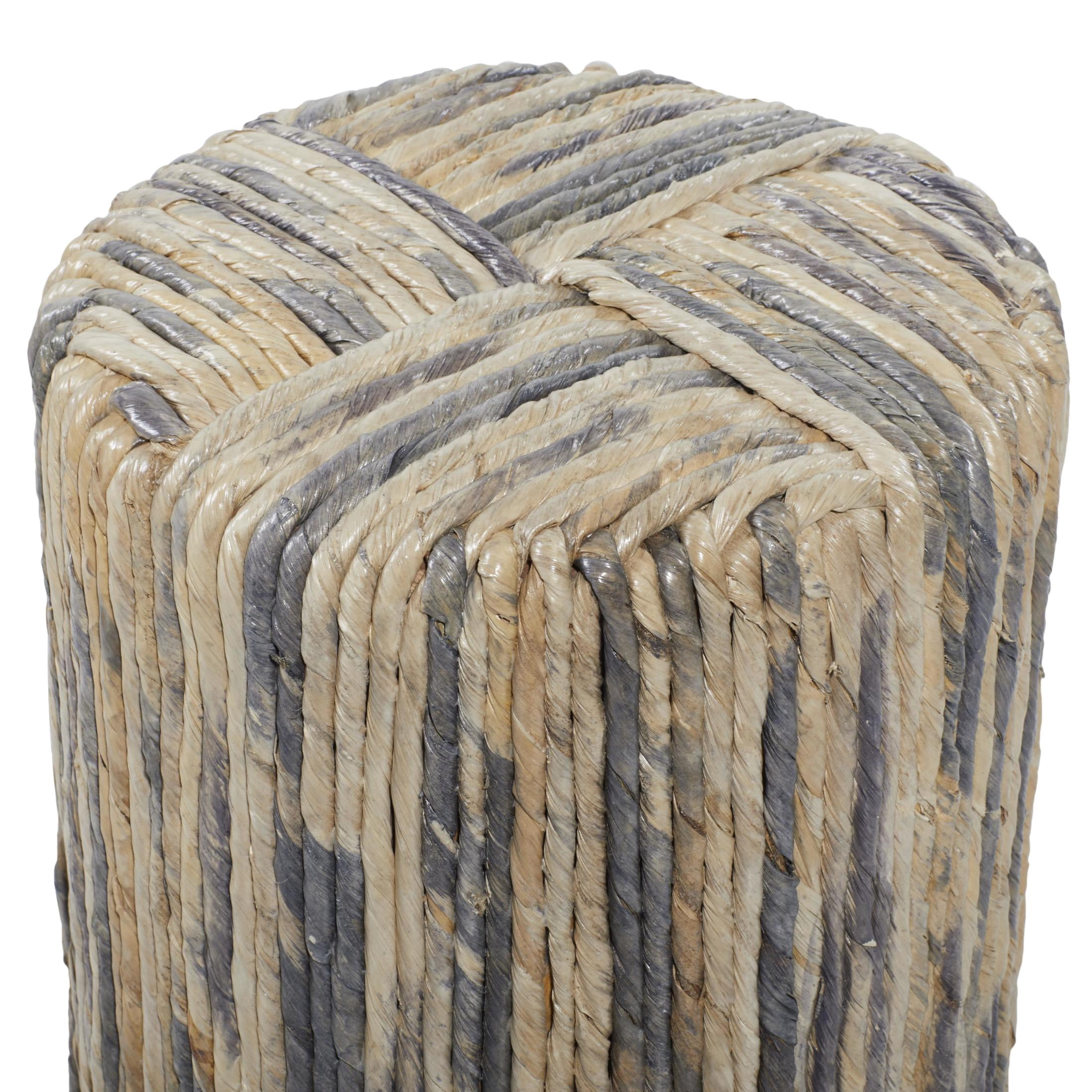 DecMode 15" x 18" Multi Colored Banana Leaf Woven Accent Table, 1-Piece