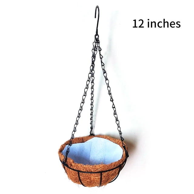 Cesta Colgante De Metal, Maceta Con Revestimiento De Fibra De Coco Para Balcón Interior, Jardín Kearding HA025959-03