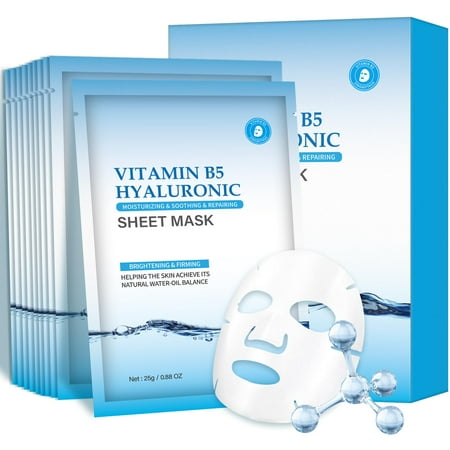 Mooyam 10 Pack Moisturizing Face Mask Hydrating Face Mask Skin Care Face Masks Sheets Hyaluronic Sheets Pack With Vitamin B5 Sheet Face Masks Facial Mask for Women Face Masks beauty Sheet Masks