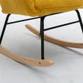 thumbnail image 6 of Rocking Chair with Wood Base, Teddy Fabric Tufted Upholstered Accent Chair with High Backrest and Armrest for Living Room Bedroom, Comfy Accent Armchair Reading Chair with Padded Seat, Yellow, 6 of 7