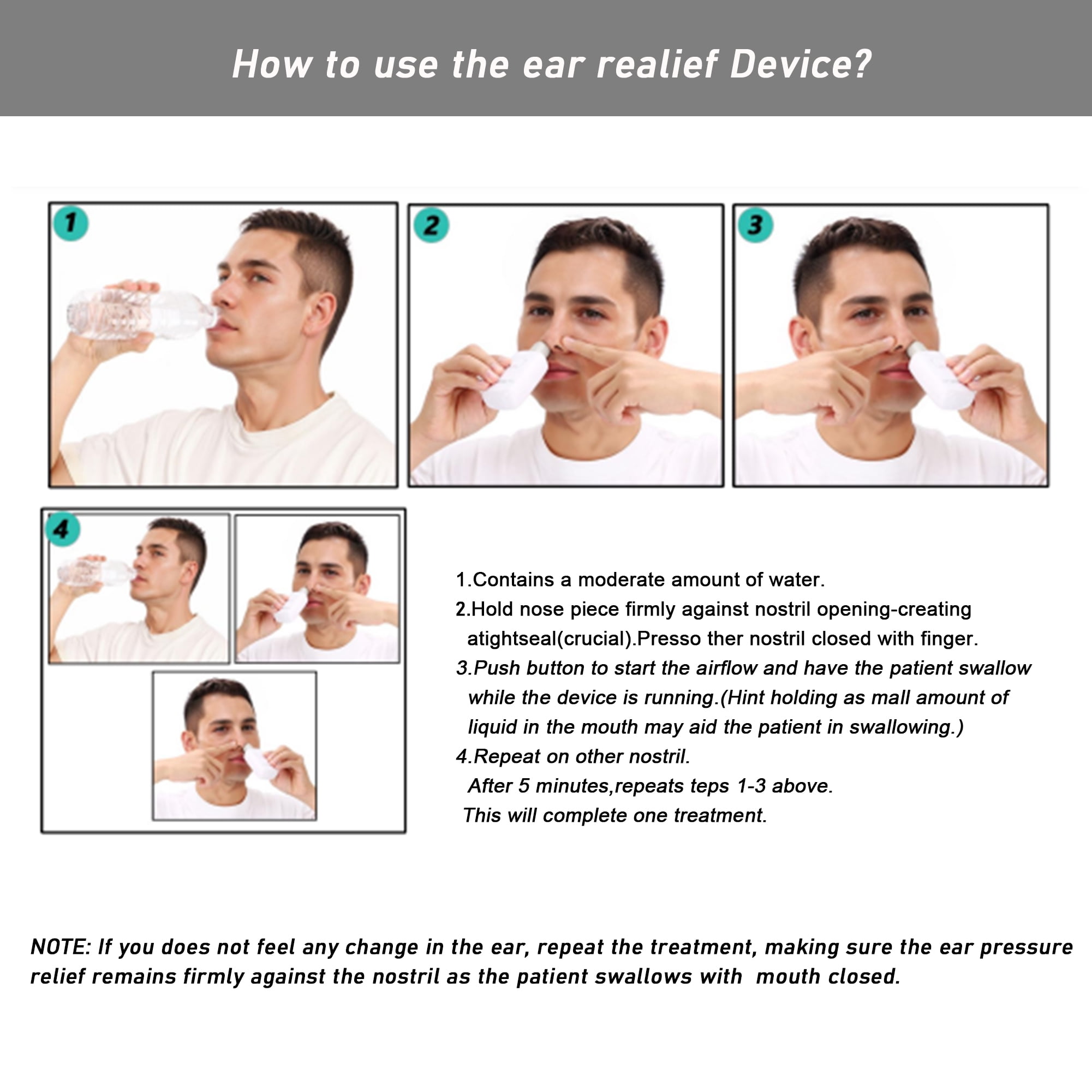 Ear Pressure Relief Device by Tilcare - Equalizing Ear Popping for Flying, Swimming, Diving, Cold and Allergy Discomfort
