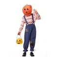 thumbnail image 7 of Halloween Family Matching Costume Sets, Pumpkin Head Mask with Striped Shirt and Suspender Pants, Parent-Kids Scarecrow Cosplay Outfit for Party, 7 of 7