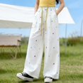 thumbnail image 4 of Generic Girls Sweatpants Preppy Kids Wide Leg Baggy Sweatpants Lightweight Graphic Joggers Casual Trousers with Pockets Daily Wear, 4 of 7