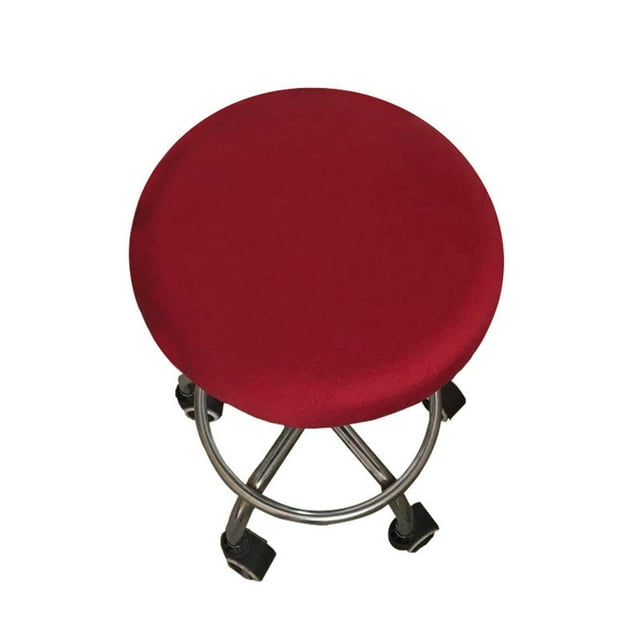 kurtrusly Coussin de Tabouret Rond Durable et Doux Housses de Tabouret Lavables pour Chaise de 12-18 Pouces Rouge Vin