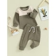thumbnail image 4 of Elippeo Boy 2 Piece Outfits 6M 12M 18M 24M 3Y 4Y Newborn Contrast Color Long Sleeve Round Neck Sweatshirt and Pants Set Toddler Pants Suits, 4 of 10