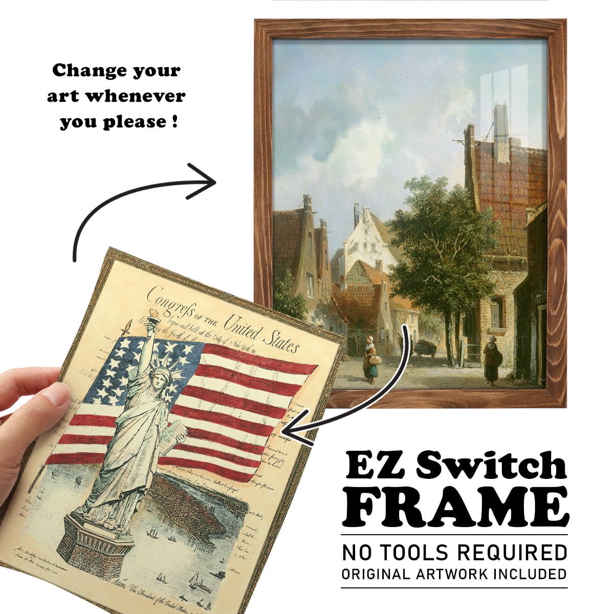 USE D # Proud To Be An American I -Framed Print w/glass-Walnut