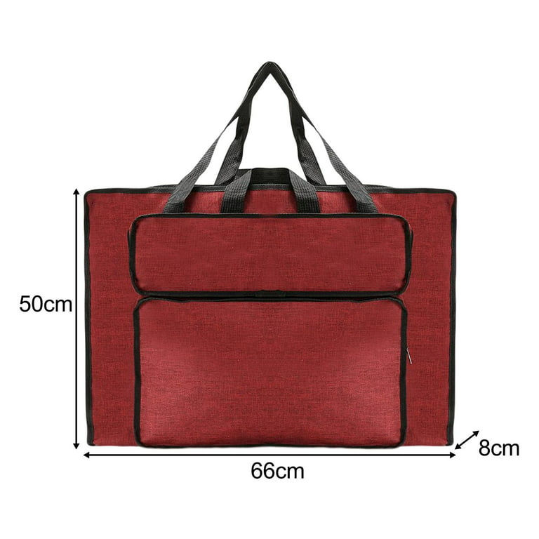 Waterproof Nylon Art Portfolio Case Art Supplies Large Capacity Multifunction Wear Resistant Painting Board Bag for Traveling Carrying Red Large, Size