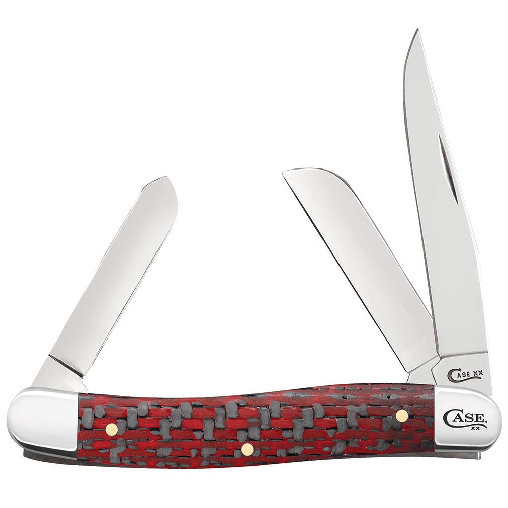 WR Case XX Pocket Knife 25928 MEDIUM STOCKMAN RED & BLACK FIBER WEAVE