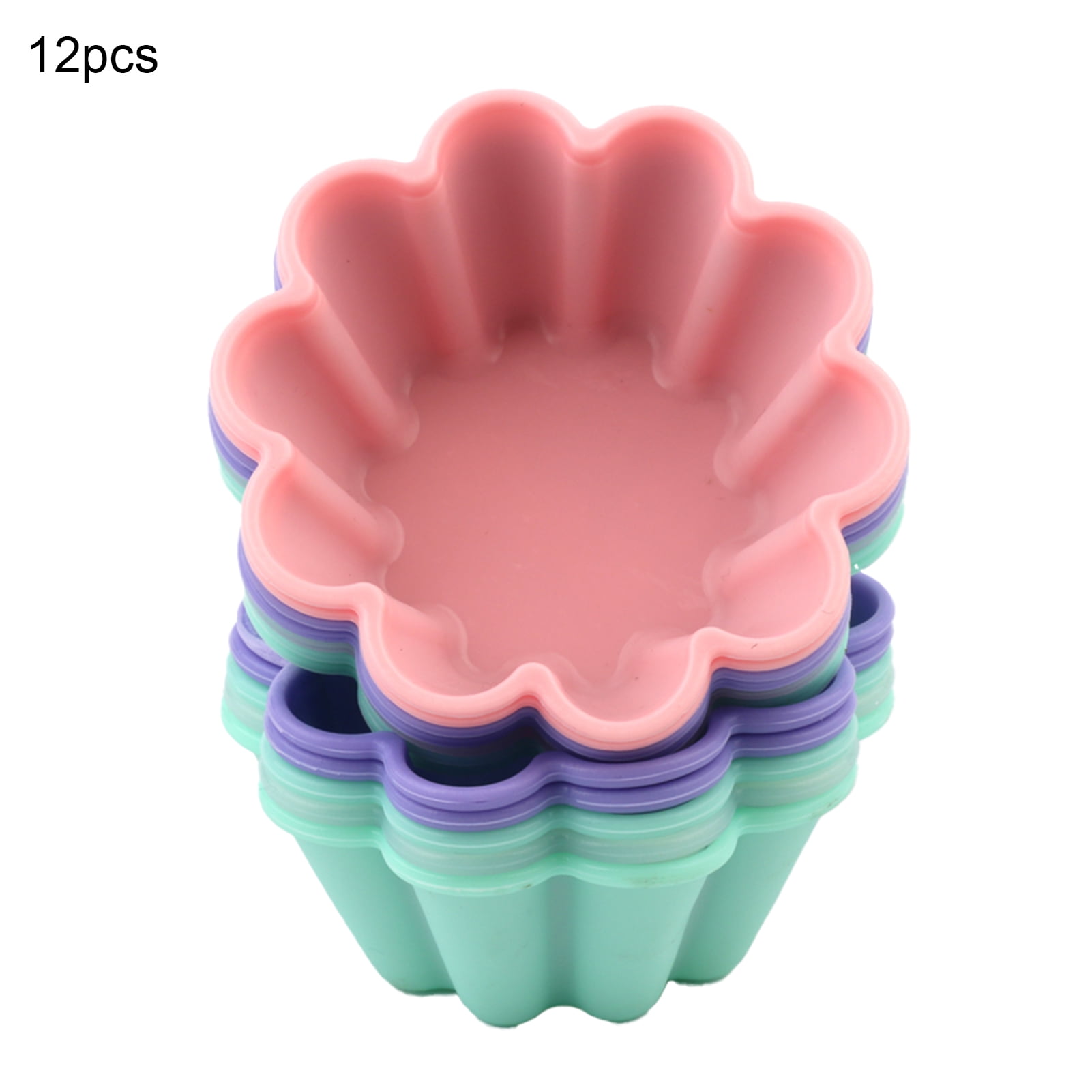 12pcs Heart Shaped Silicone Muffin Cups, Cupcake Liners, Cupcake