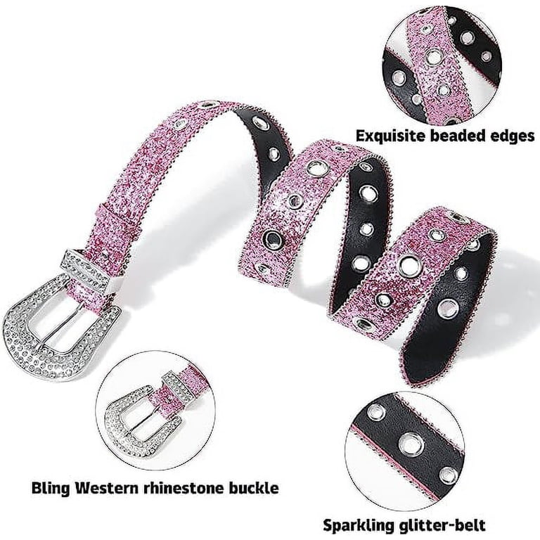 Rhinestone Belt for Men Women, Vintage Cowgirl Sequin  display picture 2