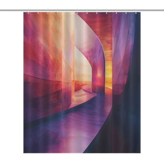 3D Abstract Lines Shower Curtain Modern Home Bathroom Bathtub Decor Waterproof Fabric with 12PCS Hooks