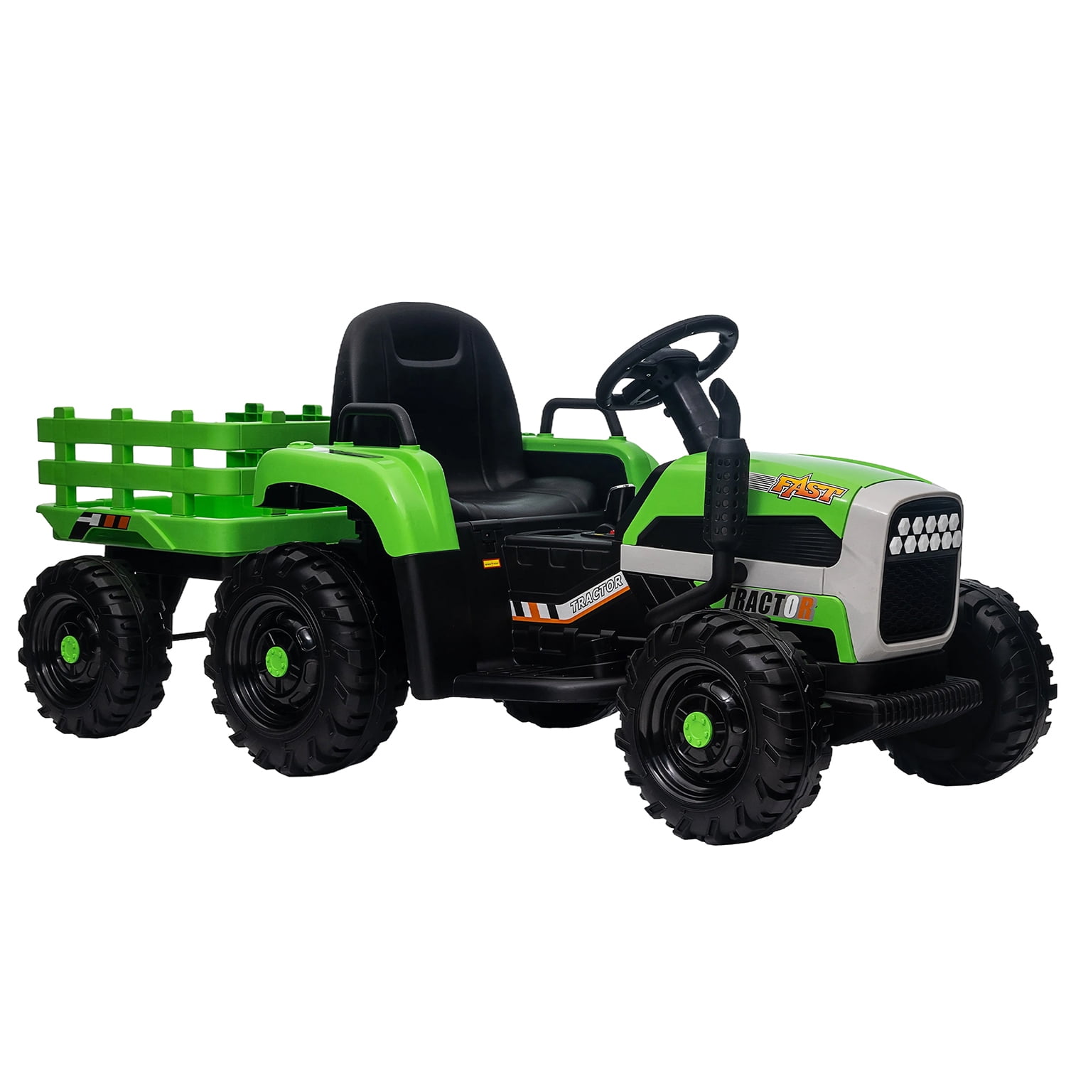CIPACHO 12V Battery-Powered Tractor Toy with Trailer, Ground Loader Ride On for Kids with 3-Gear-Shift, Green CIPACHO 12V Battery-Powered Tractor Toy with Trailer, Ground Loader Ride On for Kids with 3-Gear-Shift, Green