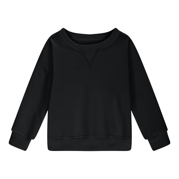 Mercatoo Youth Girls Solid Color Cotton Casual Crewneck Sweatshirts Kids Cute Trendy Long Sleeve Oversized Pullover Tops