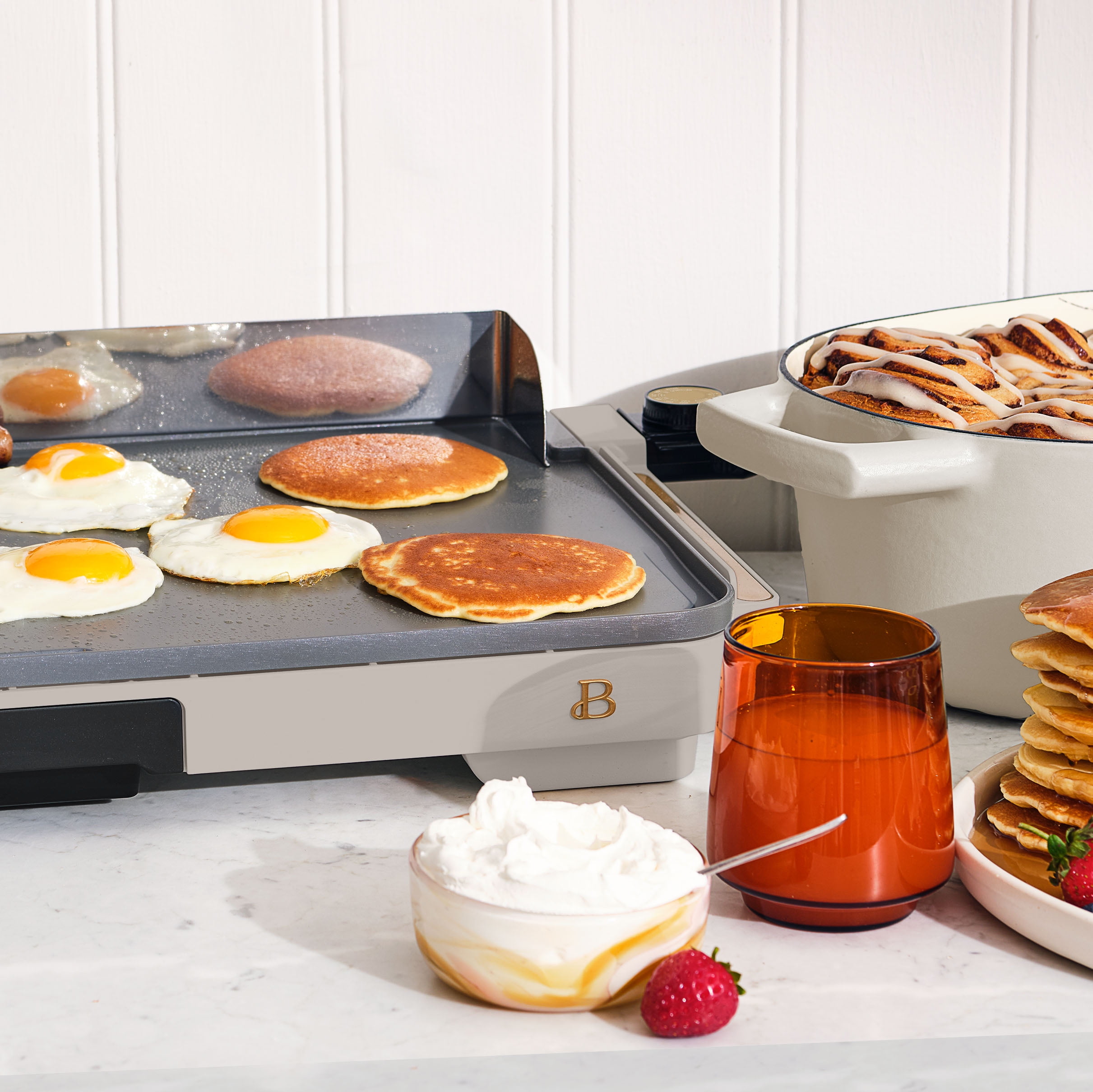 Beautiful XL Electric Griddle 12" x 22," Non-stick, Porcini Taupe by Drew Barrymore