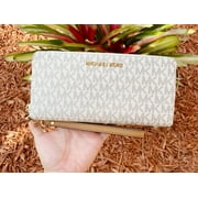 Michael Kors Jet Set Travel Continental Wallet Long Vanilla Signature Mk