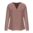 thumbnail image 5 of Long Sleeve Shirts for Women Women's Solid Color V-neck Long Sleeved T-shirt, 5 of 7