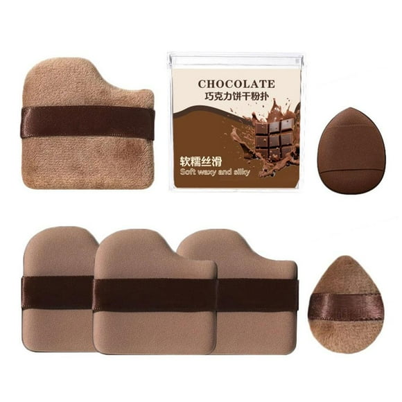 Chocolate 6-Piece Set Boutique Box Packaging Chocolate Biscuit Powder Puff Does Not Eat Powder Q Elastic Air Cushion Flocking Mini Thumb Concealer Finger Marshmallow Powder Puff