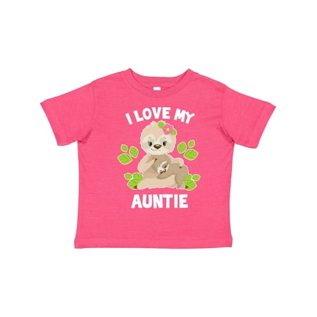 

Inktastic Cute Sloth I Love My Auntie with Green Leaves Gift Toddler Boy or Toddler Girl T-Shirt