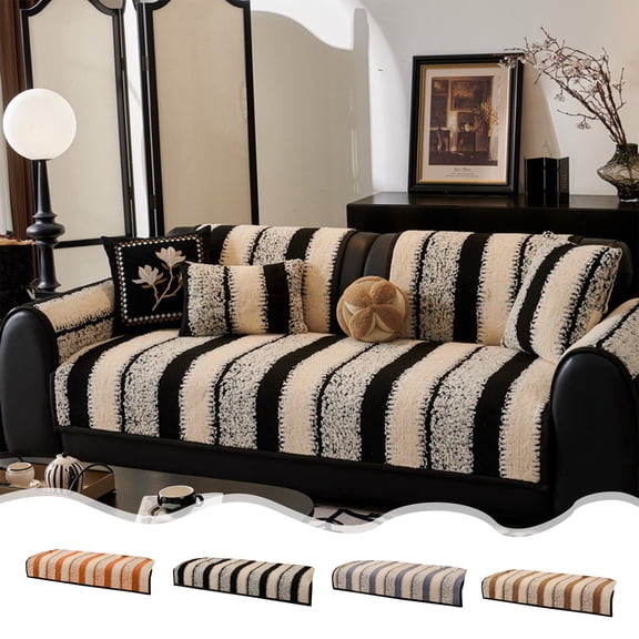 Lwlmwt Faux Fur Sofa Pad 60x28-inch Striped Sofa Cushion Soft and Comfortable Stain-Resistant and Durable Suitable for Sofa, Benche, and Swing