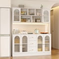 thumbnail image 2 of RichYa Kitchen Pantry with RGB LED Light,3 Drawers Hutch Storage Cabinet with Doors & Adjustable Shelves,Cupboard Buffet for Dining Room,White, 2 of 8