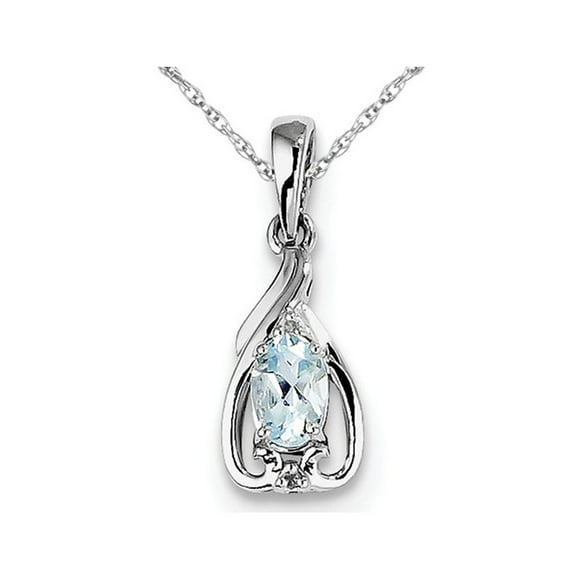 Sterling Silver Aquamarine Pendant Necklace with Chain (1/3 Carat)