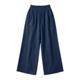 thumbnail image 4 of Levmjia Women Wide Leg Pants High Waisted Solid Color Casual Lounge Pants with Pockets Elastic Waist Flowy Straight Leg Trousers, 4 of 7