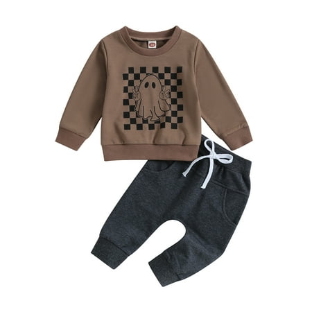 

Baby Boy Fall Clothes Toddler Halloween Outfit Boy Halloween Pumpkin Sweatshirt Shirt Pants Winter Outfit