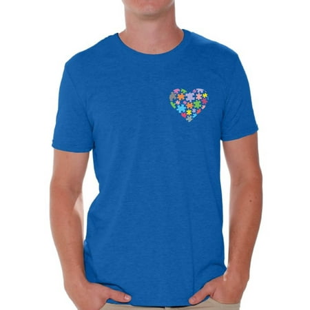 Awkward Styles Autism Awareness Shirts for Men Heart Pocket T-shirt Autism Gifts Love Puzzle Tshirt for Men Support Autism Awareness Men's T Shirt Autistic Spectrum Awareness
