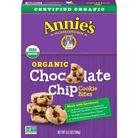 (2 Pack) Annie's Organic Chocolate Chip Cookie Bites, 6.5 (The Best Gooey Chocolate Chip Cookies)