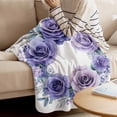 thumbnail image 4 of Throw Blanket for Couch Purple Rose Soft Fleece Flannel Blankets Cozy Lightweight Blanket for Home Sofa Living Room Watercolor Wreath Bed Throws 40" x 50", 4 of 9