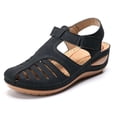thumbnail image 5 of Sandals Women Dressy Summer Closed Toe Wedge Sandals Vintage Casual Hollow Out  Shoes, 5 of 8