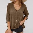 thumbnail image 5 of zbxnLI Fall Tops for Women Casual Button down Shirts V Neck Long Sleeve Loose Lightweight Dressy Blouses, 5 of 6
