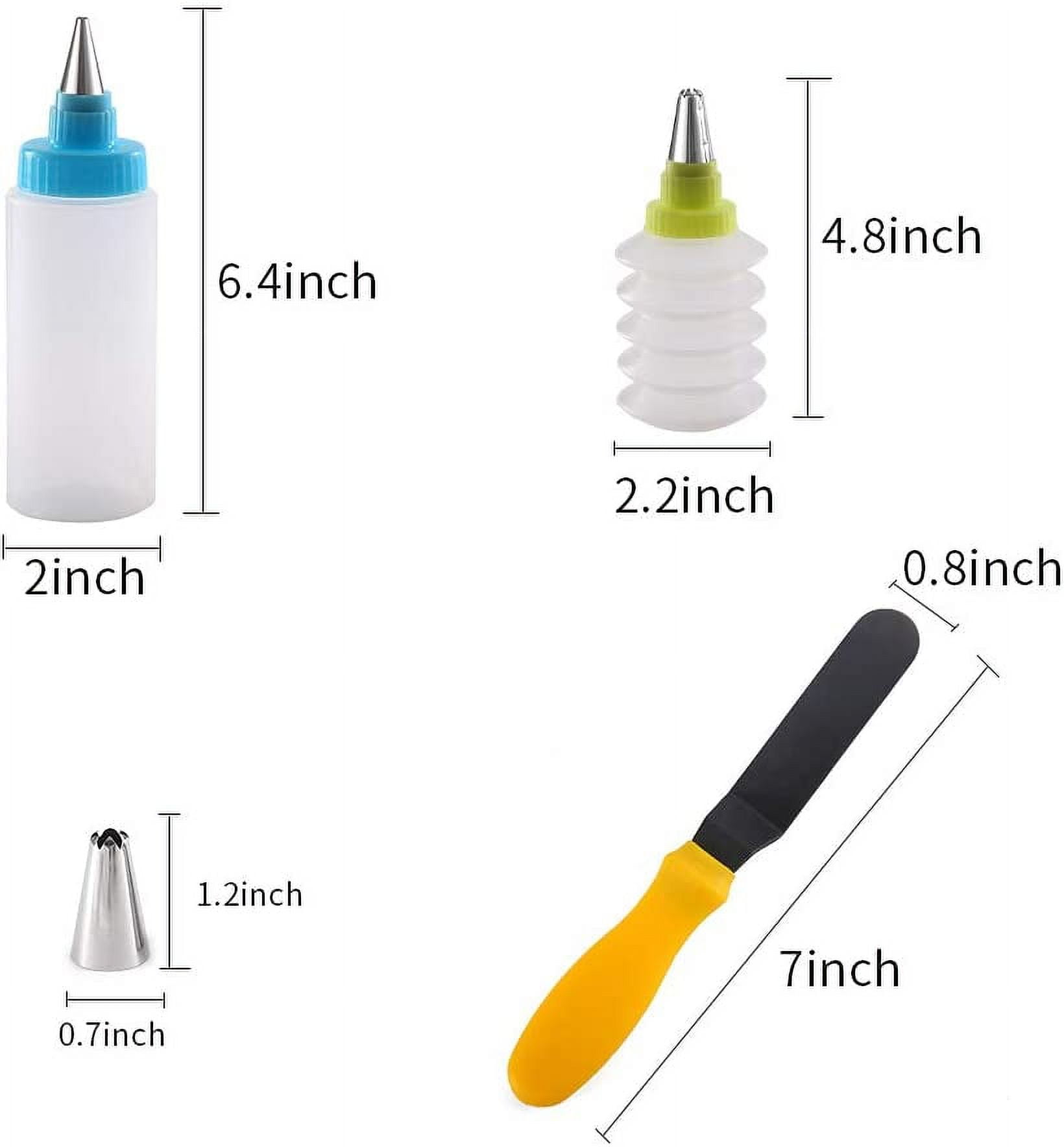 Wisehold Icing Bottles with Stainless Steel Piping Tips (8 pcs) - 2  Foldable Bottle, 4 Beak Bottle and 2 Bicolor Bottle, Plastic Squeeze  Bottles Easy