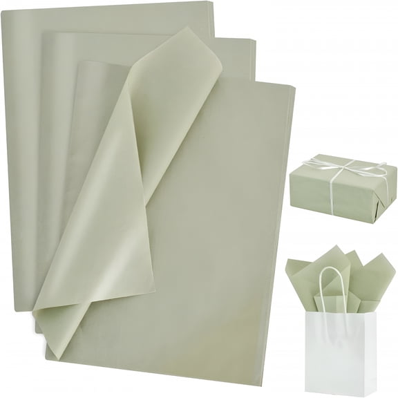 CCOCC 100 Sheets Sage Green Tissue Paper,Wrapping Tissue Paper for Gift Bags,14 X 20 Inch Gift Wrap for Birthday Wedding Graduation Diy Crafts Holiday Flowers