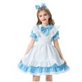 thumbnail image 3 of Zwiiyzr 1-11Y Girls Maid Dress Floral Colonial Prairie Clothes for Little Kids with Apron and Bonnet Five Piece Cute Outfits Sky Blue, 3 of 6