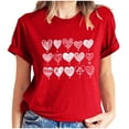 thumbnail image 2 of Goodtrade8 Valentines Womens Tops Short Sleeve Plus Size Girls Valentine Printed Crew Neck Casual Love Heart Womens Spring Tops, 2 of 7