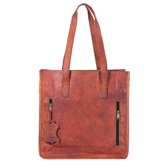 Madosh Womens Shoulder Tote Bag Genuine Leather Handbag Large Brown Ladies Purse