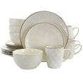 thumbnail image 4 of Elama White Lilly 16 Piece Stoneware Dinnerware Set, 4 of 7
